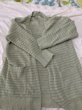 Cozy Open-Front Sage Green Women's Cardigan Sweater